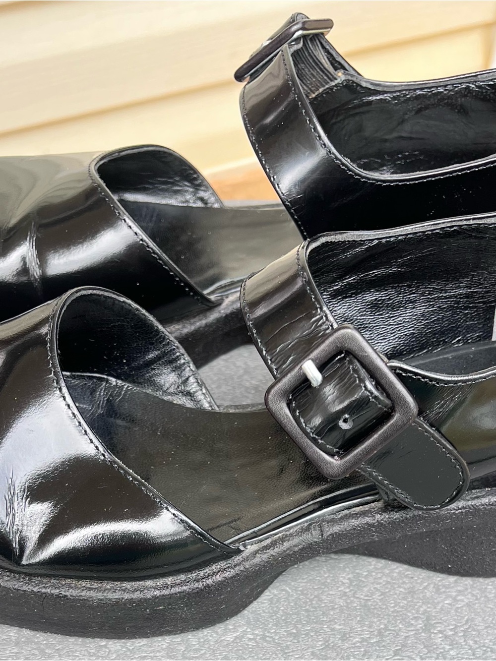 Vintage Robert Clergerie Black Mary Jane Shoes Woman’s Sz 7 Lactae Havea Soles